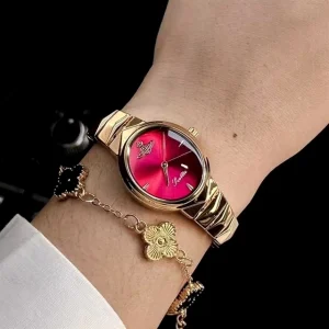 The Manufacturer Supplies the Scottie 9782 Serpentine Steel Band Women’s Watch in Rose Gold Oval