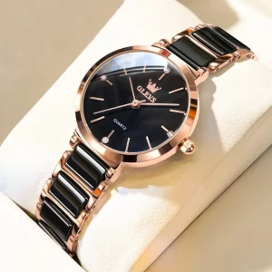 Tiktok Popular Crystal Watch Women Gift Waterproof Rose Gold Ladies Wrist Watches Ceramic Strap High Quality Women’s Bracelet