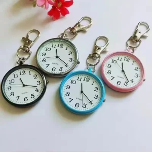 Tiny Cute Quartz Pocket Watch with Keyring Men Women for Nurses Doctors Students Minimalist Child Gift