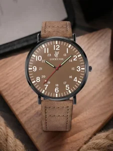 Tomi Luckyfox L104 Men’s Quartz Watches Waterproof Leather Strap Fashion Simple Design Business Wristwatch for Male