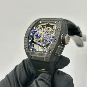 Tonneau-shaped Watch Carbon Fiber Sapphire Crystal Luminous Skeleton Dial Diving Sports Mechanical Watch