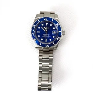 Top Brand Luxury Men Blue Vintage Round Shaped Sapphire Crystal Automatic Mechanical Chronograph Watch