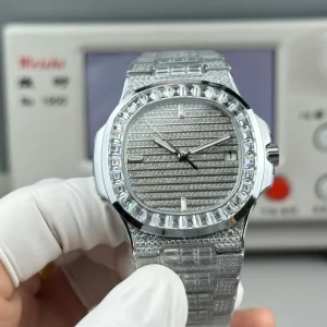 Top PP 5719 Starry Sky Watch 18K White Gold Full Diamond Automatic Mechanical Movement Luxury Men’s Business Automatic Watch