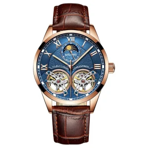 Tourbillon Wristwatch Mens Business Style Skeleton Water Resistant Mechanical Automatic Watch