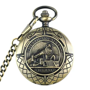Train Black Roman Hollow Watch Manual Mechanical Pocket Watch