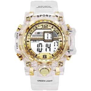 Transparent Colorful Band Multi function Sporty Luminous Digital Watch Unisex Women Men Gifts