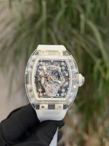 Transparent Crystal Case Rubber Strap Men’s Casual Tourbillon Watch