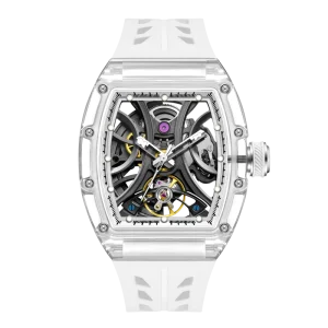 Transparent Tonneau Mechanical Wristwatch Seconds Business Calendar Automatic Watch Hollow Luminous Skeleton
