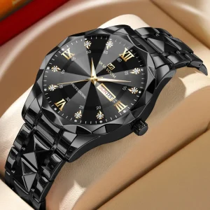 Trending Custom Logo Luxury Men Quartz Watches Green Silver Black Gold Color Reloj Stainless Steel with Banding Wristwatch