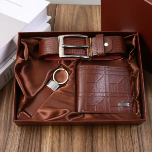 Trending Men’s Premium Business Gift Set Luxury Watch Keychain Wallet Belt for Thanksgiving Christmas Father’s Day