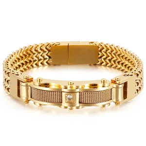 Trendy Multi Style Non Tarnish 18k Gold Plated Stainless Steel Zircon Watch Chain Bracelet Unisex Gift