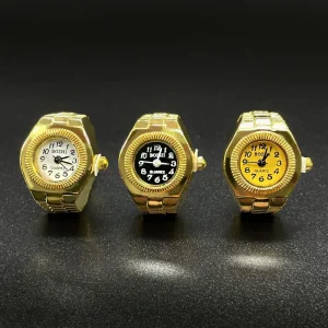 Trendy Square Engagement Wedding Ring Gold Plated Quartz Movement Luxury Zinc Alloy Case Vibrant Colorful Dial Party