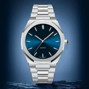 Trendy Stainless Steel Quartz Watch Big Dial Waterproof Luminous Business Fashion Watch for Men and Women