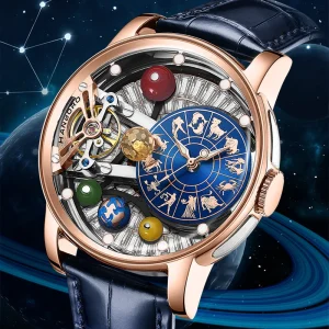 Twelve Zodiac Signs Hollow Men’s Mechanical Watch Solar System Elements Planetary Personality Fashion Watch