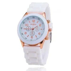 UNISEX Quartz Watch Simple Style Dial Silicone Strap Student Sports Wrist Watch