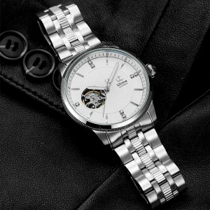 UTIME Luxury Men’s Automatic Mechanical Watch Glass Pointer Hands SEIKO Movement Water Resistant 5BAR Stainless Steel Band
