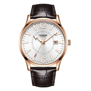 Ultra-Thin Stainless Steel Automatic Mechanical Watch Sapphire Crystal Dial Pointer for Men with Date