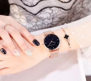 Ultra Thin Timing Alloy Large Dial Stainless Steel Japanese Quartz Movement Watches Reloj De Mujer Women’s Watch