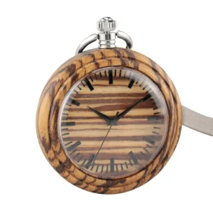 Ultra thin Custom Engraved Wood Watch With Chain Personalized Wooden Pocket Watch