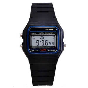 Ultra-thin Luminous LED Kids Sports Electronic Watch Square F91W