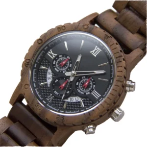 Unbranded Private Label Luxury Fashion Men’s Chronograph Analog Wooden Watch Latest Model