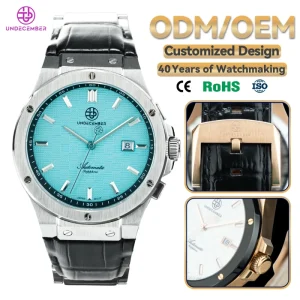 Undecember 5ATM Waterproof Automatic Watches Luxury Business Leather Mechanical Watch Wristwatch With Week Display