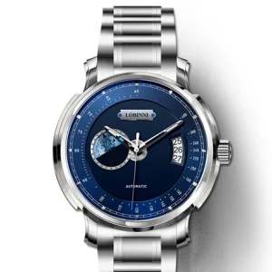 Unique Blue World Map Stainless Steel Water Resistant Wrist Watch for Men Japan Miyota Mechanical Automatic for 17511
