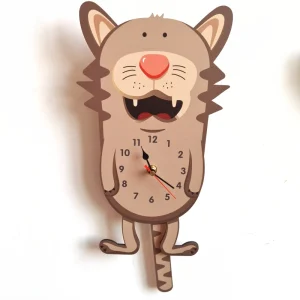Unique Design Wooden Wall Pendulum Clock Super Silent Movement Kids Clock Early Learning High Accuracy Wall Decor Clock For Kids