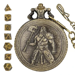 Unique Designs of Polyhedral Dungeons and Dragons TTRPG Mini Dice Metal Pocket Shell Watch for Boards Game Use