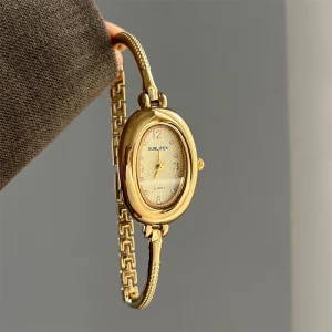Unisex Alloy Fashionable Elegant Retro Thin Chronograph Case Bracelet Watch Romantic Trendy Style High End Exquisite Luxury 18K