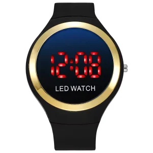 Unisex Cartoon Digital Chronograph Sport Watch with Silicone Strap LED Display Plastic Case for Children