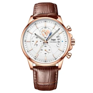 Unisex Chronograph Quartz Waterproof Wrist Watch with Auto Date and Complete Calendar