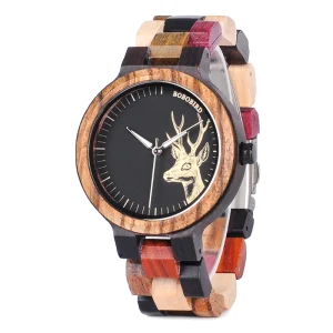 Unisex Couple Fashion Quartz Waterproof Sports Wooden Wrist Watch Multicolor Adjustable Band Chronograph