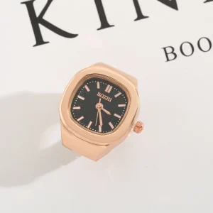 Unisex Gold and Silver Plated Elastic Quartz Ring Watches