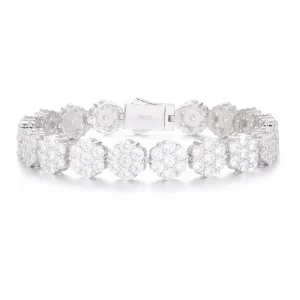 Unisex Ice Transparent Zircon Cuban Link Chain Bracelet 18K Gold Plated Cluster Design Trendy Streetwear Jewelry Gift
