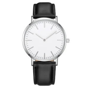 Unisex Leather Belt Quartz Watch Custom Logo Ultra Thin Minimalist Watch
