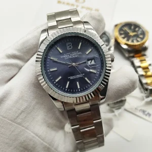 Unisex Luxury Quartz 41mm Case Glass Dial Pointer Display 30m Water Resistant Calendar Watch Stainless Steel Band