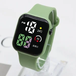Unisex Luxury Sports Square Plastic LED Digital Watches with Cute Cartoon Design for Kids