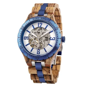 Unisex Mechanical Wristwatch Wooden Case Automatic Wood Dial Display Plastic Band Chronograph Day Date Coin Pointer Charm
