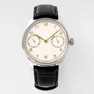 Unisex Men’s Automatic Chronograph Watch with Tonneau Case and White Dial Leather Bracelet Waterproof Design