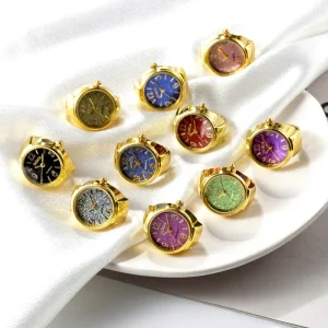 Unisex Minimalist Digital Glitter-Painted Ring Watch with Alloy and Stainless Steel Student Timepiece