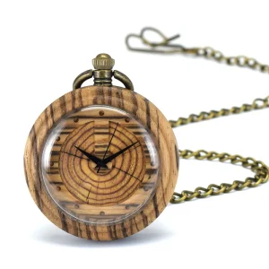 Unisex Pocket Watch Stylish Timepiece Wooden Quartz Watch