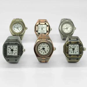 Unisex Punk Finger Ring Watch Elastic Band Wear-Resistant Quartz Mini Size Anniversary Gift for Students Birthdays Christmas