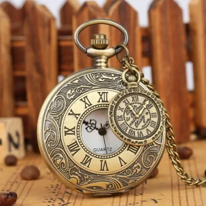 Unisex Quartz Analog Pocket Watches Hollow Compass Gadget with Sweater Chain Portable Timepiece WA221