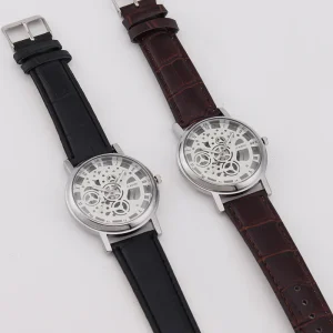 Unisex Quartz Charm Fashion Wrist Watch 20mm 26mm Case Custom Brand Elegant Minimalist Design Analog Display Hollowing Leather