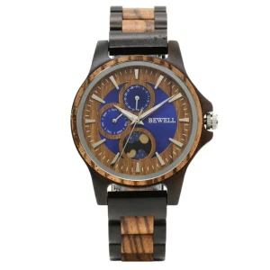 Unisex Quartz Chronograph Watch New Design Mixed Natural Wood Case Spring Steel Buckle Fashionable Wooden Watch for Men ODM
