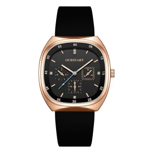 Unisex Quartz Silicone Strap Watches Antique Business Style Diamond Inlaid Glass Pointer for Students Leisure Use Men