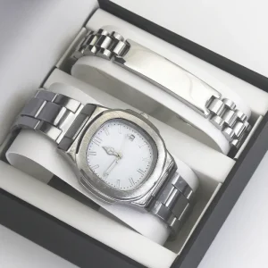Unisex Quartz Watch and Bracelet Set Simple Casual Style