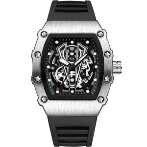 Unisex Silicone Barrel-shaped Black Luminous Fashion Sports Watch for Men and Women