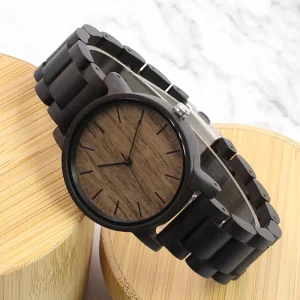 Unisex Solid Wood Wristwatch Handmade Wooden Watch Anniversary Wedding Gift for Him Her Groomsmen Gift